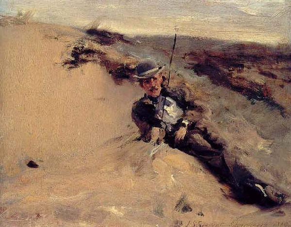 John Singer Sargent Ralph Curtis on the Beach in Scheveningen Germany oil painting art